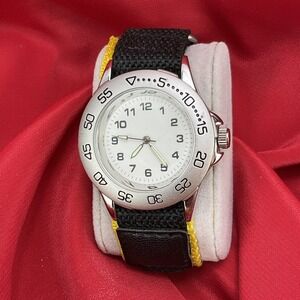 Black Yellow &‎ Silver Toned Wristwatch Luminous Hands New Battery